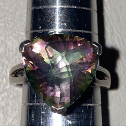 Spinel Trillion Cut Ring Size 6.5 6.91 ct. 14mm Faceted Triangle Sterling Silver Stamped JH 925 Stone Tested