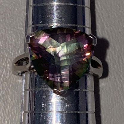 Spinel Trillion Cut Ring Size 6.5 6.91 ct. 14mm Faceted Triangle Sterling Silver Stamped JH 925 Stone Tested