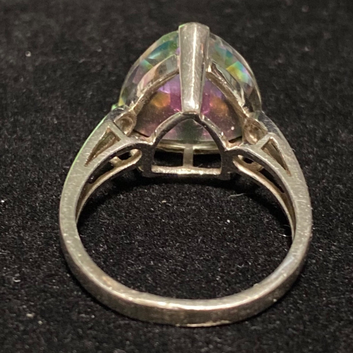 Spinel Trillion Cut Ring Size 6.5 6.91 ct. 14mm Faceted Triangle Sterling Silver Stamped JH 925 Stone Tested