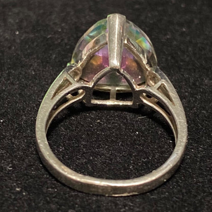 Spinel Trillion Cut Ring Size 6.5 6.91 ct. 14mm Faceted Triangle Sterling Silver Stamped JH 925 Stone Tested