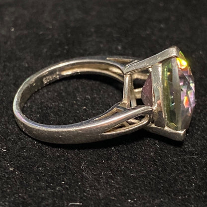 Spinel Trillion Cut Ring Size 6.5 6.91 ct. 14mm Faceted Triangle Sterling Silver Stamped JH 925 Stone Tested
