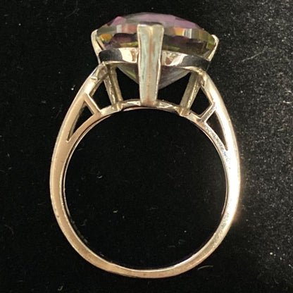 Spinel Trillion Cut Ring Size 6.5 6.91 ct. 14mm Faceted Triangle Sterling Silver Stamped JH 925 Stone Tested