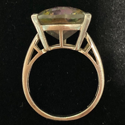 Spinel Trillion Cut Ring Size 6.5 6.91 ct. 14mm Faceted Triangle Sterling Silver Stamped JH 925 Stone Tested