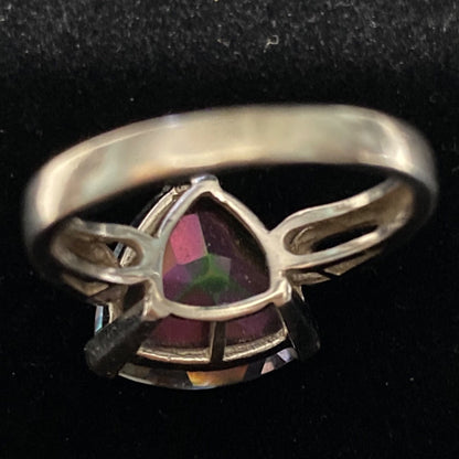 Spinel Trillion Cut Ring Size 6.5 6.91 ct. 14mm Faceted Triangle Sterling Silver Stamped JH 925 Stone Tested