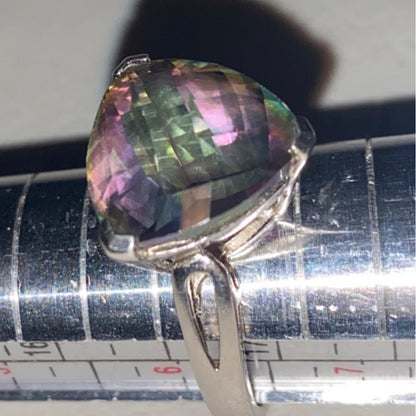 Spinel Trillion Cut Ring Size 6.5 6.91 ct. 14mm Faceted Triangle Sterling Silver Stamped JH 925 Stone Tested