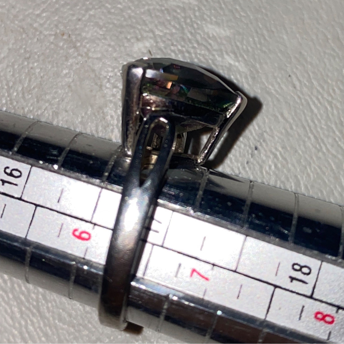 Spinel Trillion Cut Ring Size 6.5 6.91 ct. 14mm Faceted Triangle Sterling Silver Stamped JH 925 Stone Tested