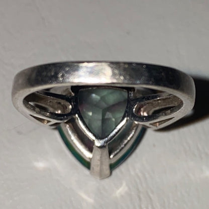 Spinel Trillion Cut Ring Size 6.5 6.91 ct. 14mm Faceted Triangle Sterling Silver Stamped JH 925 Stone Tested