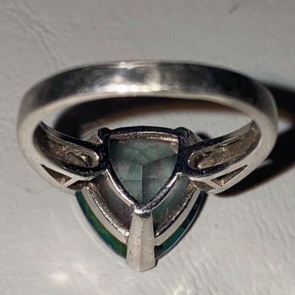 Spinel Trillion Cut Ring Size 6.5 6.91 ct. 14mm Faceted Triangle Sterling Silver Stamped JH 925 Stone Tested