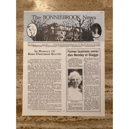 Antique The Bonniebrook News 1987 Historical Society Newsletter Set Of 4
