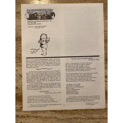 Antique The Bonniebrook News 1987 Historical Society Newsletter Set Of 4