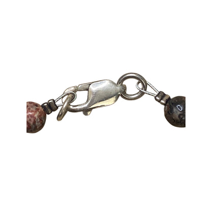 Red Jasper & Rhyolite Beaded Necklace With Silver Clasp