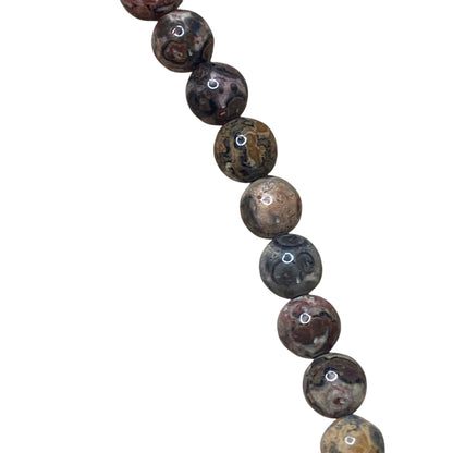 Red Jasper & Rhyolite Beaded Necklace With Silver Clasp