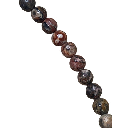 Red Jasper & Rhyolite Beaded Necklace With Silver Clasp
