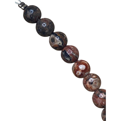 Red Jasper & Rhyolite Beaded Necklace With Silver Clasp
