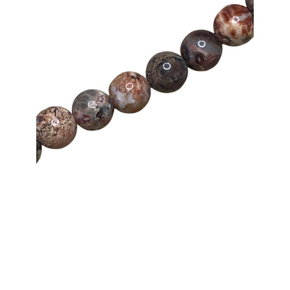 Red Jasper & Rhyolite Beaded Necklace With Silver Clasp