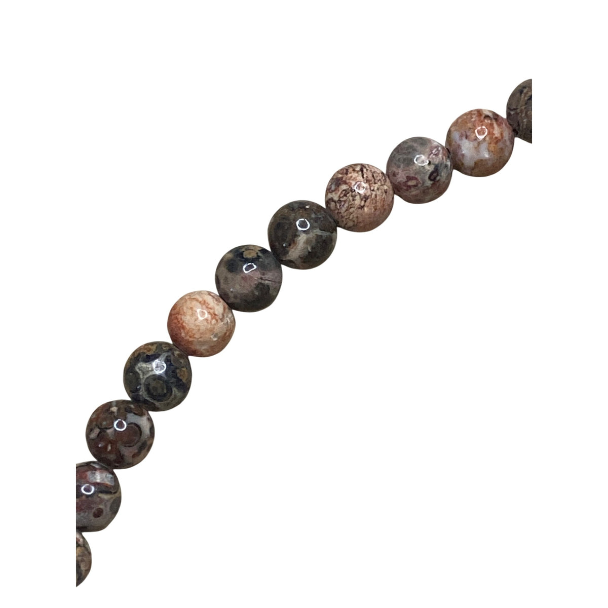 Red Jasper & Rhyolite Beaded Necklace With Silver Clasp