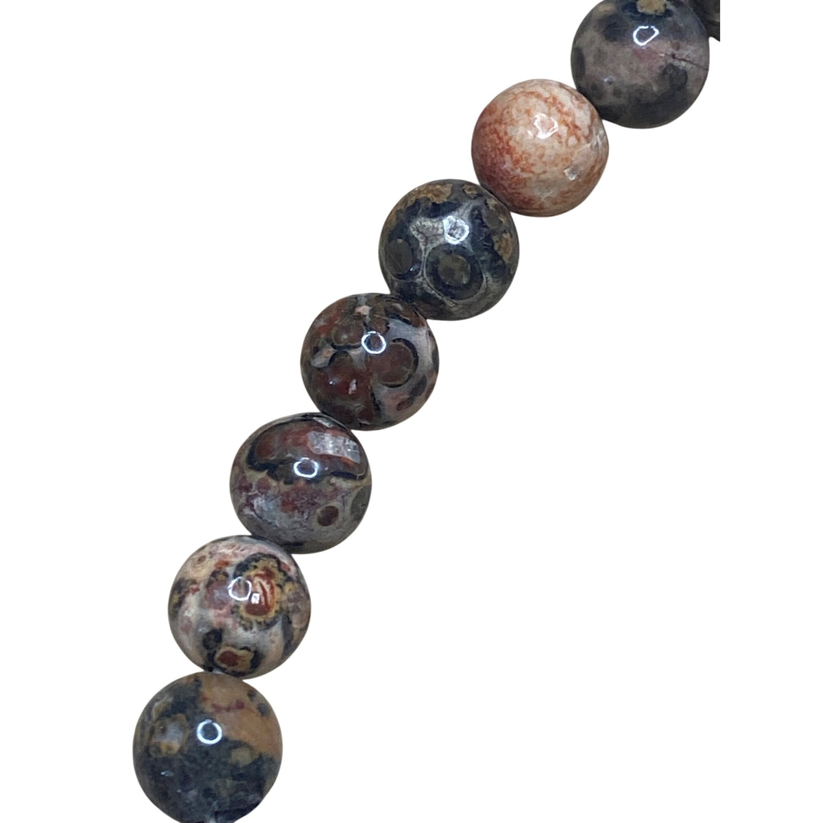 Red Jasper & Rhyolite Beaded Necklace With Silver Clasp