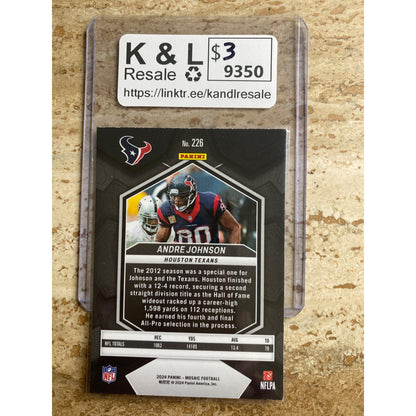 2021 Panini Mosaic Andre Johnson Houston Texans Football Card No. 226 Collectors Item