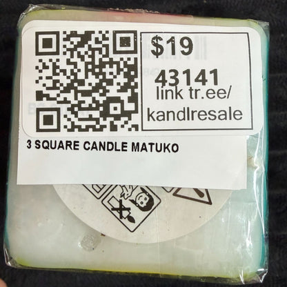 Hand-Painted Nobunto Matuko Fair Trade Candle Trio From South Africa 2.25" Vibrant Teal & Purple Geometric Design