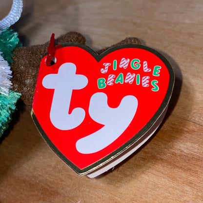 Ty Jingle Beanies 2002 Holiday Teddy Set With Antlers & Santa Hats