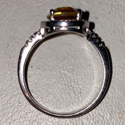 Ring Tourmaline Size 8 Pear-Shaped Tourmaline Stone 10mm x 8mm 38 CZ Cubic Zirconia 1mm x 1mm Sterling Silver Stamped 925