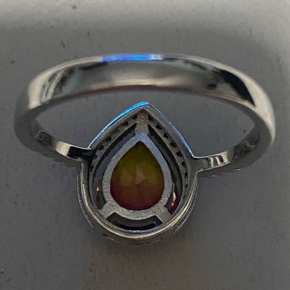 Ring Tourmaline Size 8 Pear-Shaped Tourmaline Stone 10mm x 8mm 38 CZ Cubic Zirconia 1mm x 1mm Sterling Silver Stamped 925