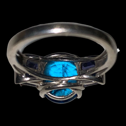 Ring Blue Topaz Iolite Size 7 Women Sterling Silver 925