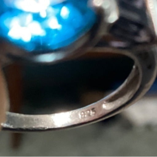 Ring Blue Topaz Iolite Size 7 Women Sterling Silver 925