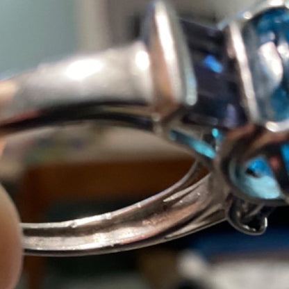 Ring Blue Topaz Iolite Size 7 Women Sterling Silver 925