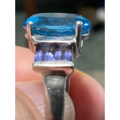 Ring Blue Topaz Iolite Size 7 Women Sterling Silver 925