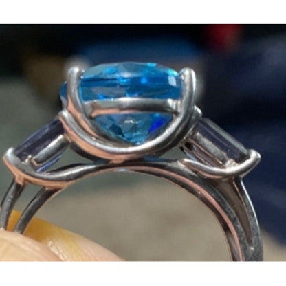 Ring Blue Topaz Iolite Size 7 Women Sterling Silver 925