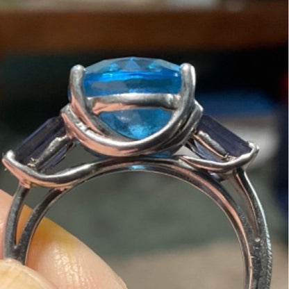 Ring Blue Topaz Iolite Size 7 Women Sterling Silver 925