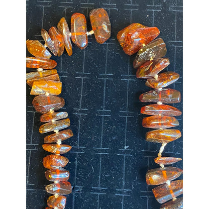 Amber Vintage Necklace Strand Beads Chips Chunks Jewelry