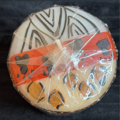 Handmade Fair-Trade South African Nobunto Uzima 3" Multicolor Pillar Candle - Artistic & Unique Primitive Design Layered Decor Accent