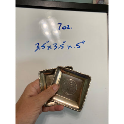 Square Tray Sammy Sterling Circa 1900-1930 China Hong Kong Great Britain 1902 1909 Silver Trade Dollar Vintage