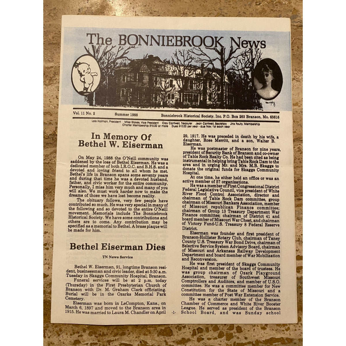 The Bonniebrook News Vintage Newsletters Spring & Summer 1988 Collection