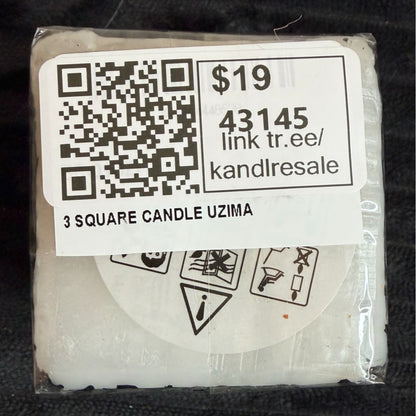 Handmade Fair-Trade Nobunto Uzima Decorative Candle South Africa Intricate African-Inspired Design Multicolor Square Block Paraffin Wax 2.5"