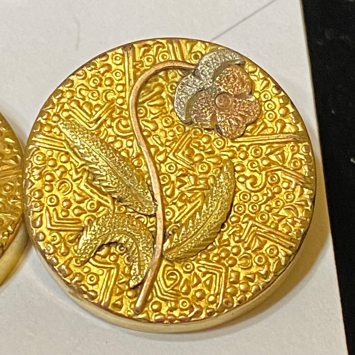 Earrings Floral Metal Converted from Buttons Earrings Vintage Gold-Plated