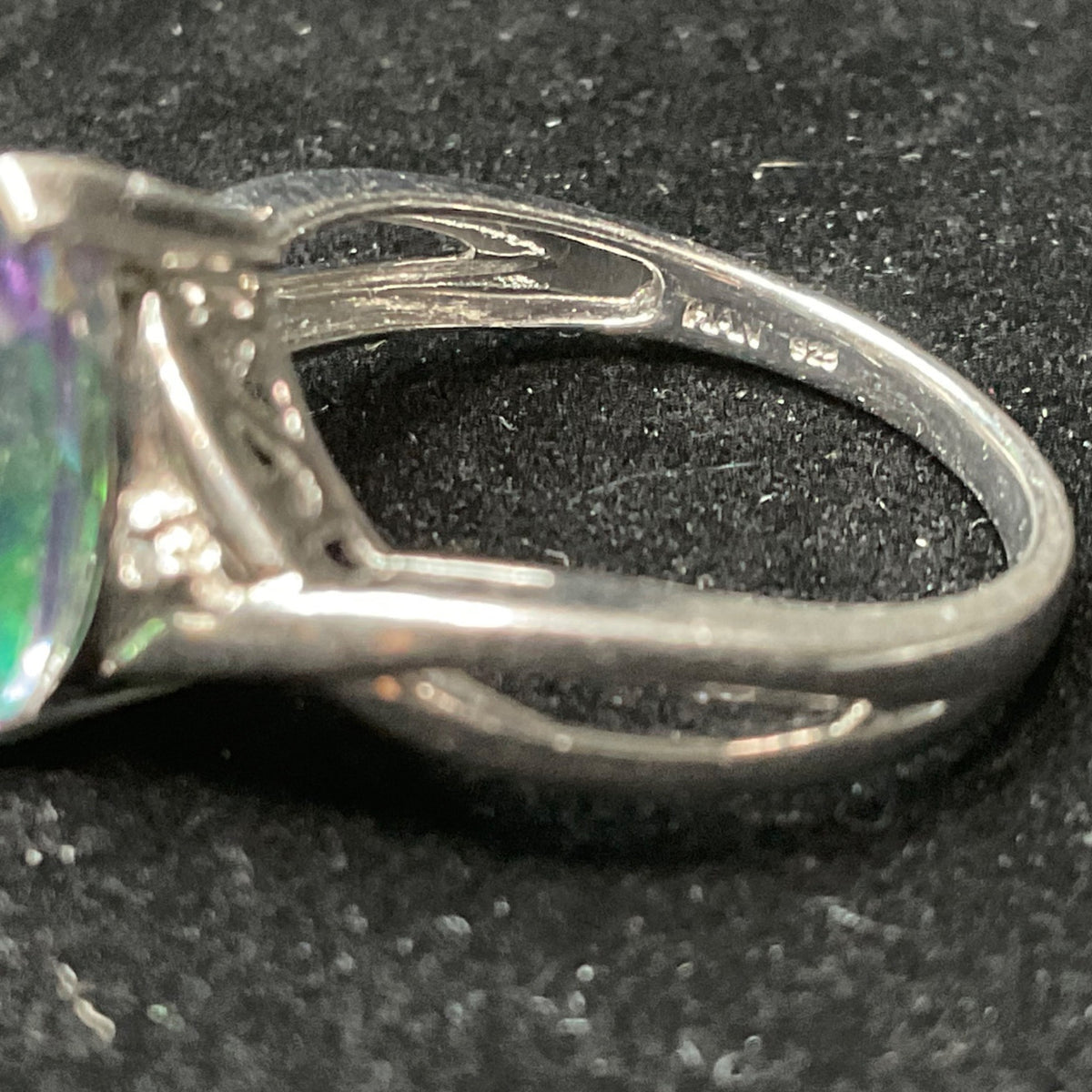 Ring Mystic Topaz 12mm x 6mm 2 Carats Size 7 Vintage Jewelry Sterling Silver