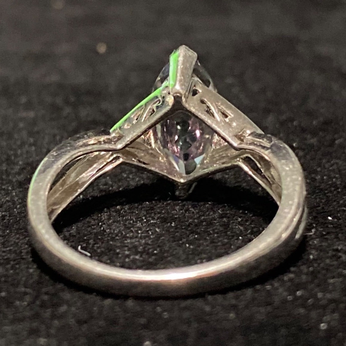 Ring Mystic Topaz 12mm x 6mm 2 Carats Size 7 Vintage Jewelry Sterling Silver
