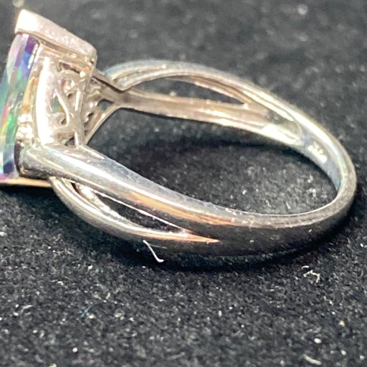 Ring Mystic Topaz 12mm x 6mm 2 Carats Size 7 Vintage Jewelry Sterling Silver