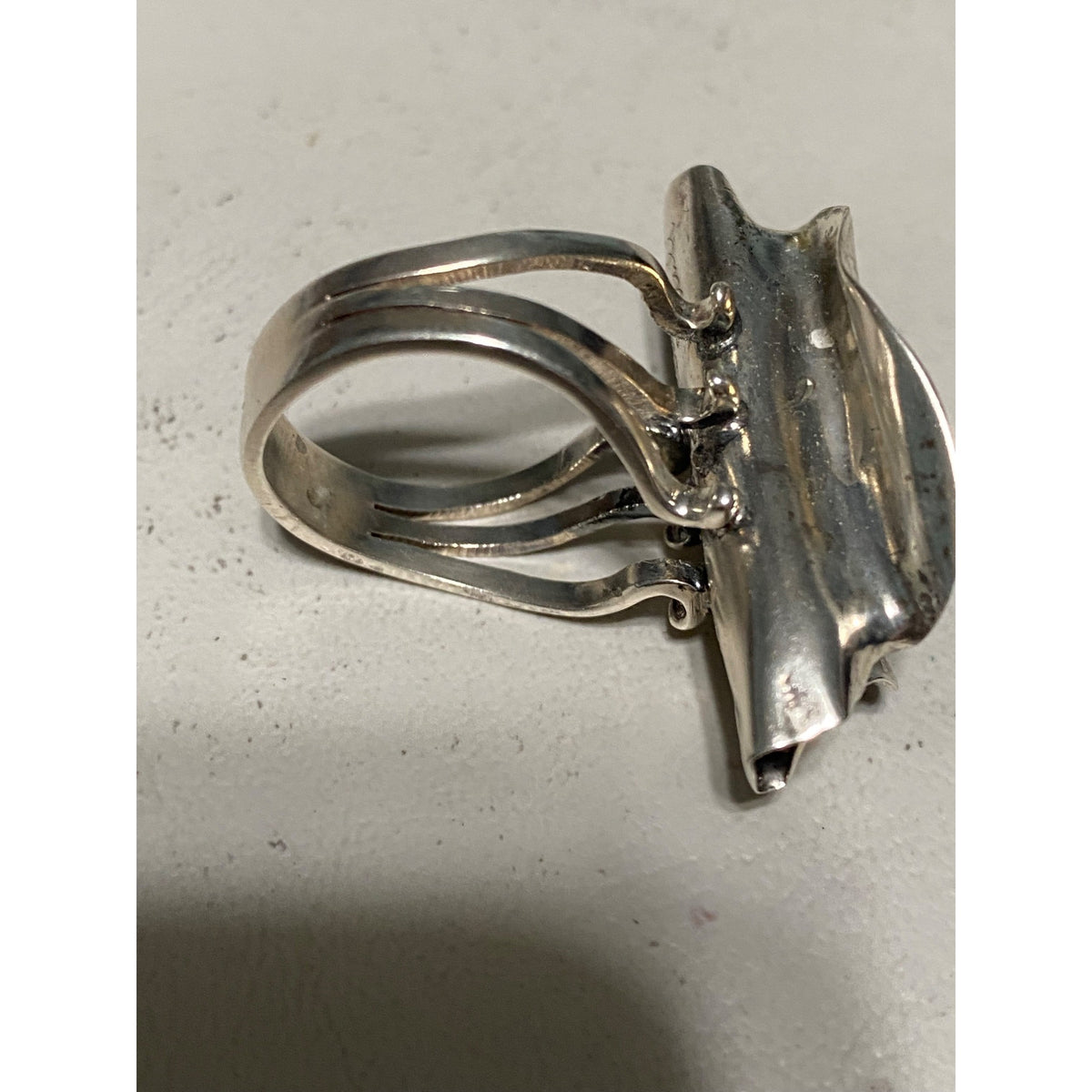 Sal Sturiale Ring Pearl Size 6 31mm x 18mm Sterling Silver Stamped 925 Artisan Vintage Modernist 1980s