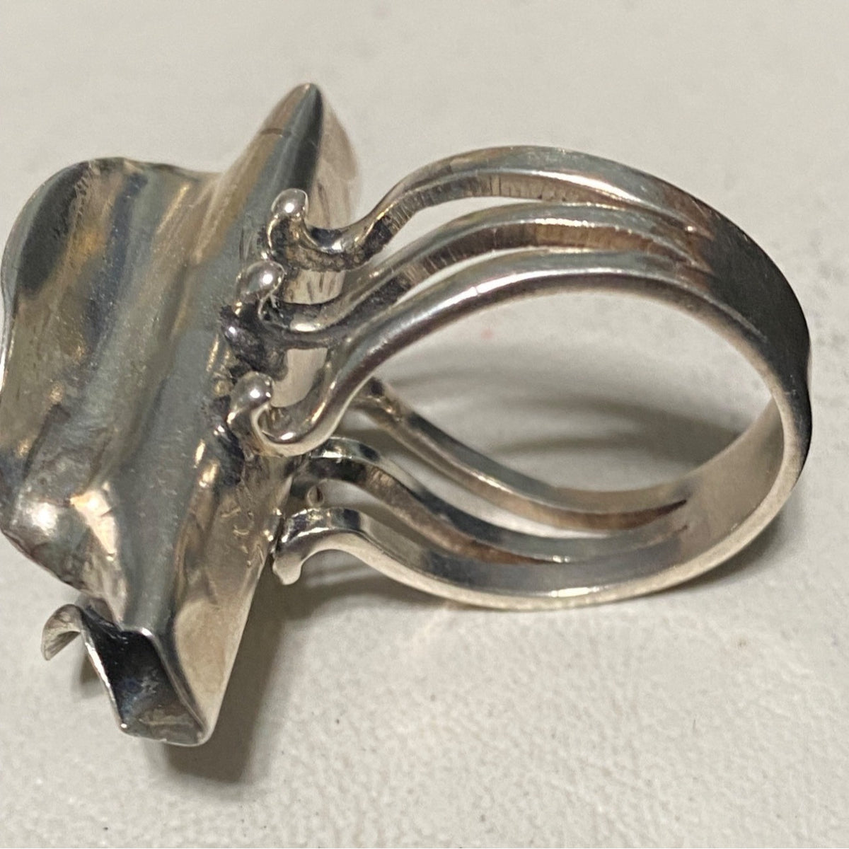 Sal Sturiale Ring Pearl Size 6 31mm x 18mm Sterling Silver Stamped 925 Artisan Vintage Modernist 1980s