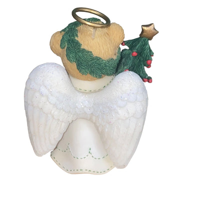 Cherished Teddies Ariel Angel Bear Figurine Holding Christmas Tree & Star 2000 Edition Collectible