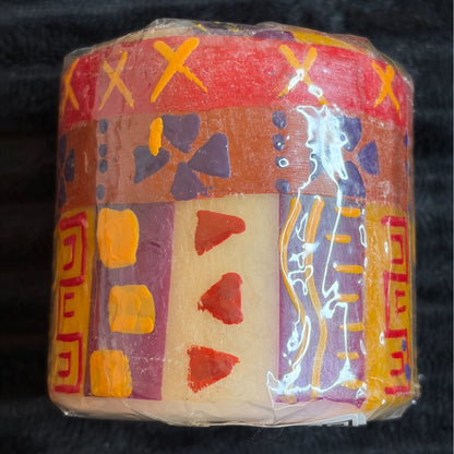 Nobunto Hand-Made 3" Pillar Candle Indabuko Fair-Trade From South Africa Multi-Color Unique Patterns