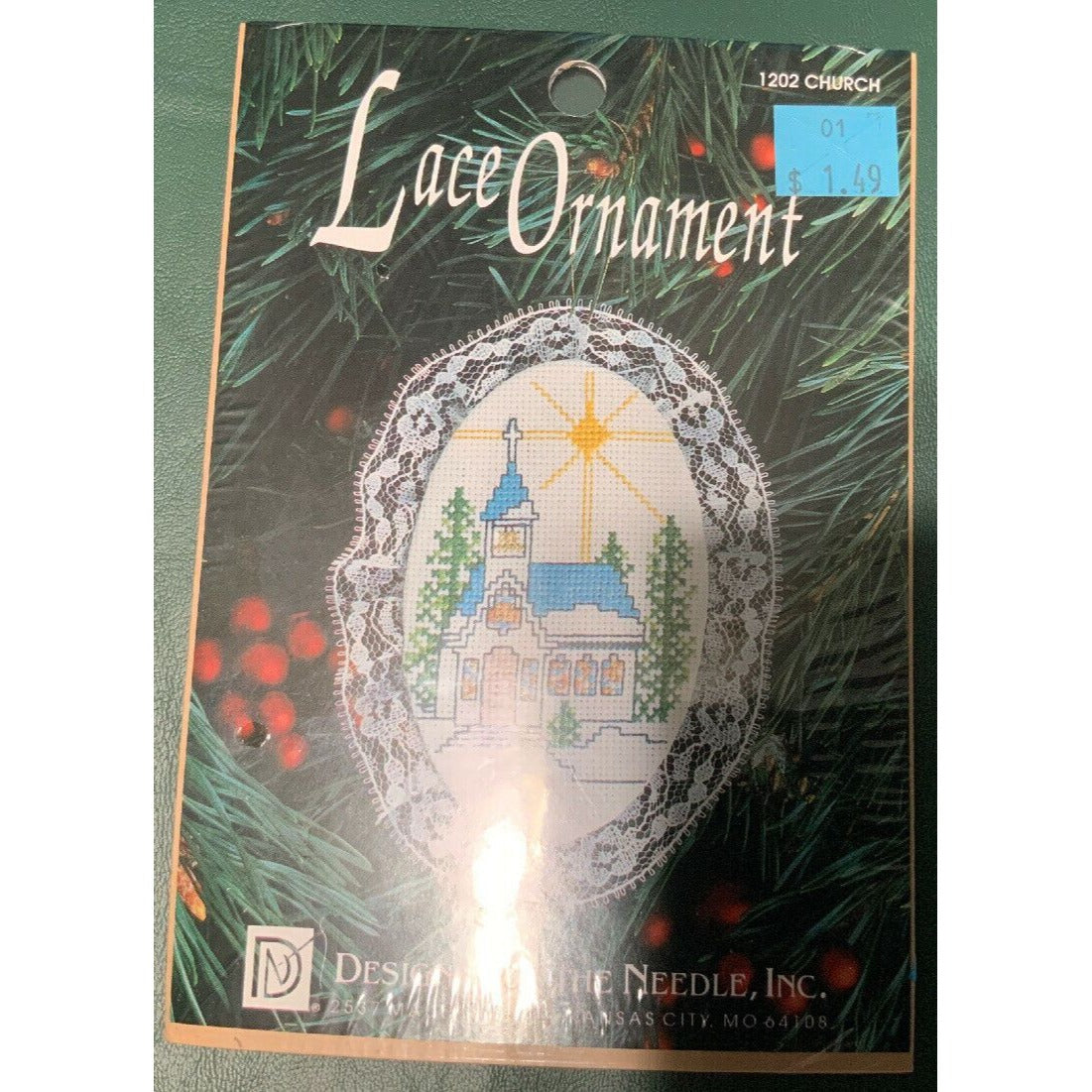 Lace Ornament Cross-Stitch Kit "1202 Church" By Designs For The Needle With Thread Aida Fabric & Instructions