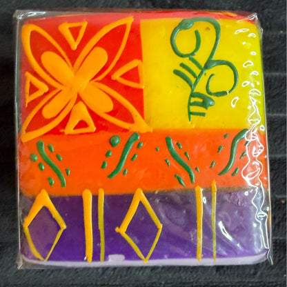 Handmade Fair-Trade South African Nobunto 2.25" Square Candle Matuko Artistic Colors