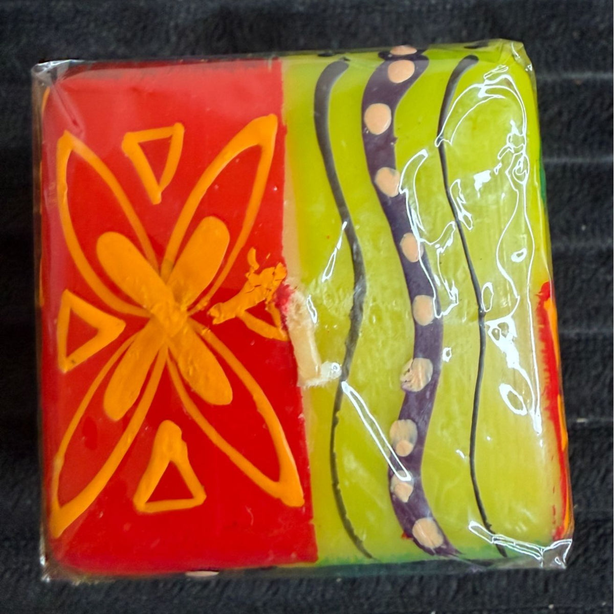 Handmade Fair-Trade South African Nobunto 2.25" Square Candle Matuko Artistic Colors