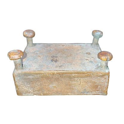 Handmade Bronze African Box-Style Statue With Musicians Cameroonian Art 4" X 2" X 5" Rustic Décor Piece
