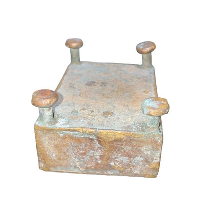 Handmade Bronze African Box-Style Statue With Musicians Cameroonian Art 4" X 2" X 5" Rustic Décor Piece